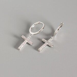 New cross micro-diamond earrings for women